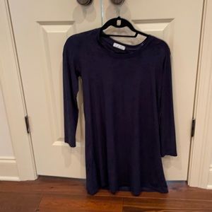 Suede navy dress